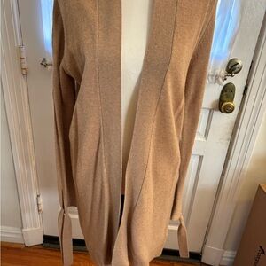 White + Warren Camel Tan Wool + Cashmere Blend Sweater Cardigan